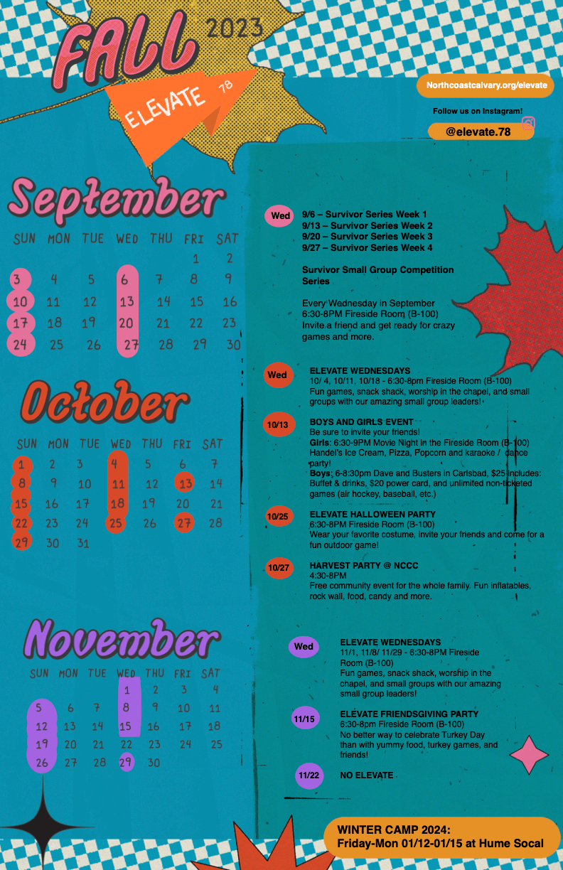 Fall_Calendar '23 Elevate Print